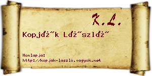 Kopják László névjegykártya